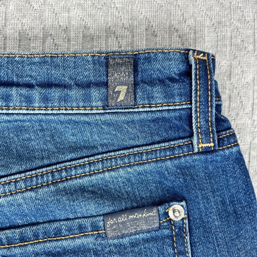 7 For All Mankind Dojo Bootcut Jeans Women 28x33.5 Blue Ultra High Rise Flare - Picture 13 of 16